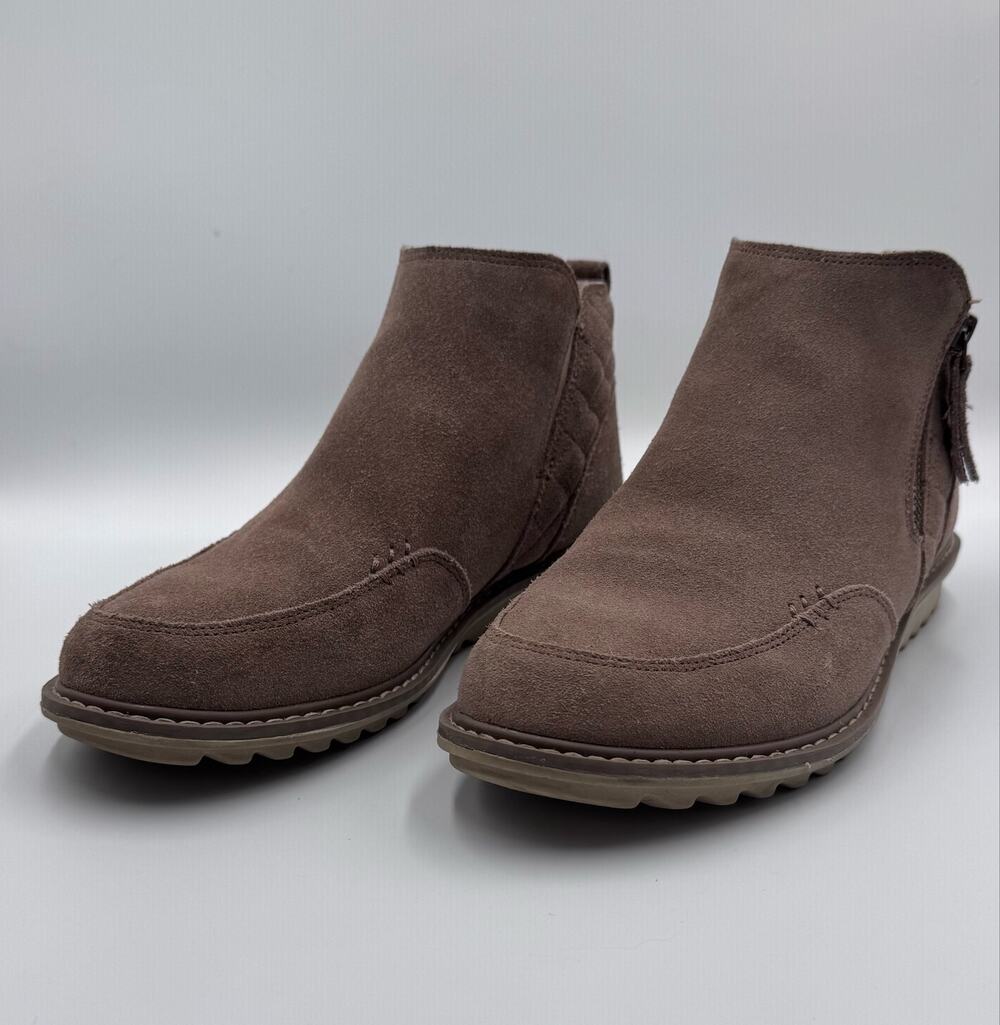 Skechers Arch Fit Mojave Boundless Bliss Suede Ankle Boots Taupe Womens Size 8.5